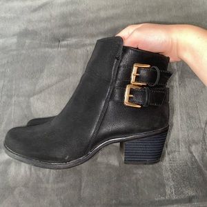 Black leather ankle boots